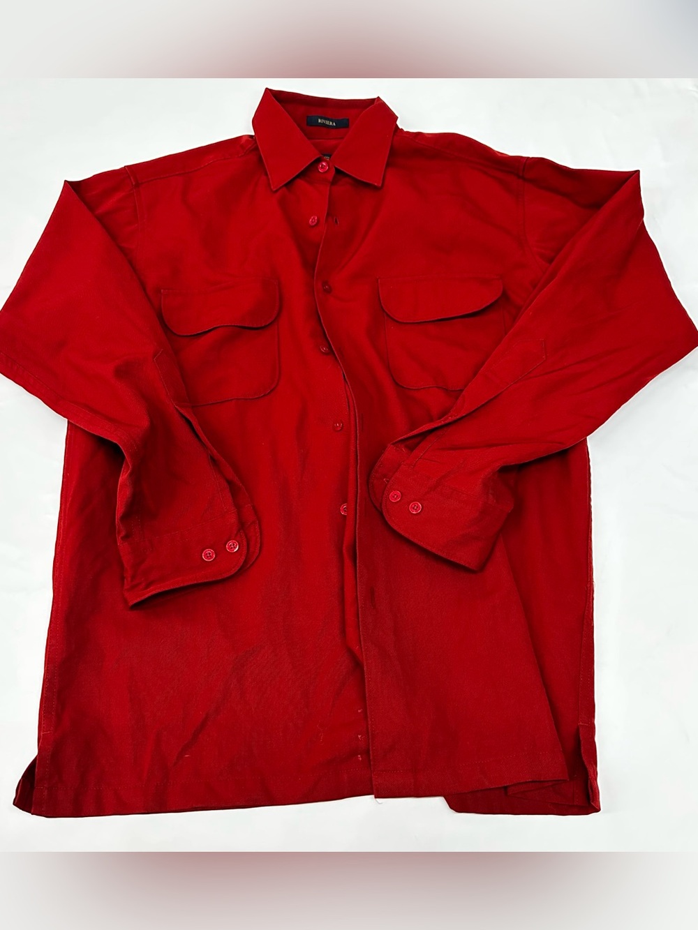 Pendleton Red Button-Front Overshirt with Flap Pockets